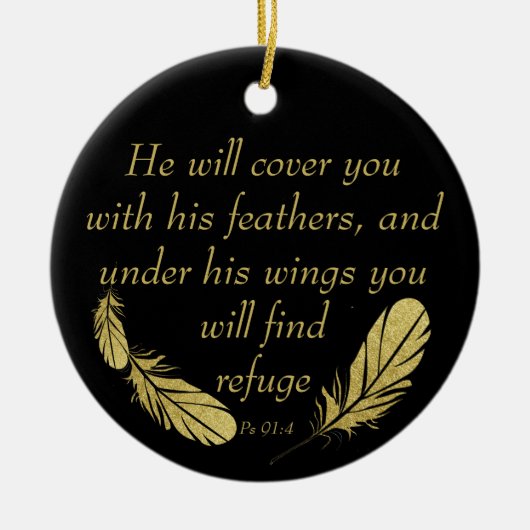 Psalm 91:4 Wings Gods beschermings Bijbelscriptie Keramisch Ornament (Voorkant)