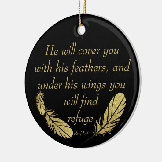 Psalm 91:4 Wings Gods beschermings Bijbelscriptie Keramisch Ornament (Links)