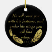 Psalm 91:4 Wings Gods beschermings Bijbelscriptie Keramisch Ornament (Achterkant)