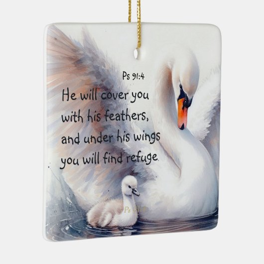 Psalm 91:4 Wings Gods beschermings Bijbelscriptie Keramisch Ornament (Rechts)