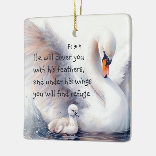 Psalm 91:4 Wings Gods beschermings Bijbelscriptie Keramisch Ornament (Links)