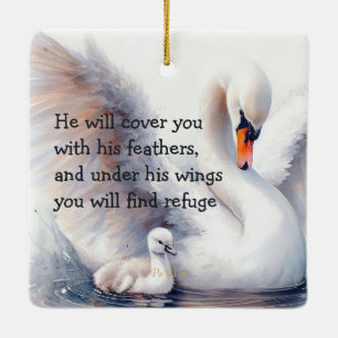 Psalm 91:4 Wings Gods beschermings Bijbelscriptie Keramisch Ornament