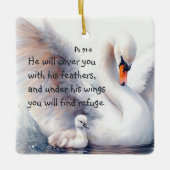 Psalm 91:4 Wings Gods beschermings Bijbelscriptie Keramisch Ornament (Voorkant)