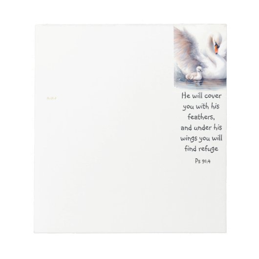 Psalm 91:4 Wings Gods beschermings Bijbelscriptie Notitieblok (Voorkant)