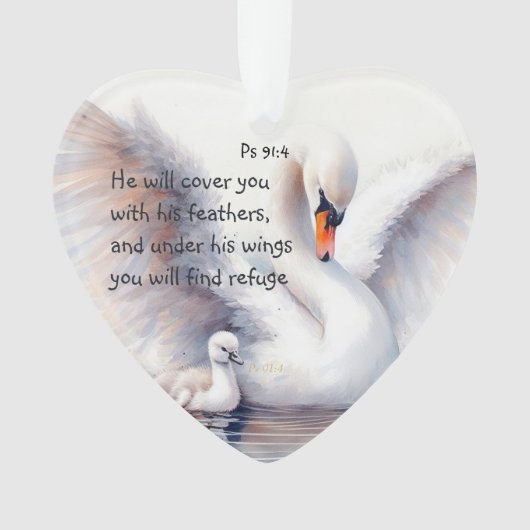 Psalm 91:4 Wings Gods beschermings Bijbelscriptie Ornament (voorkant)