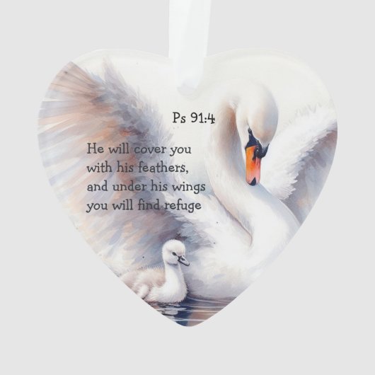 Psalm 91:4 Wings Gods beschermings Bijbelscriptie Ornament (achterkant)