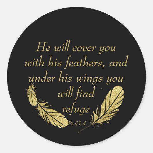 Psalm 91:4 Wings Gods beschermings Bijbelscriptie Ronde Sticker (Voorkant)