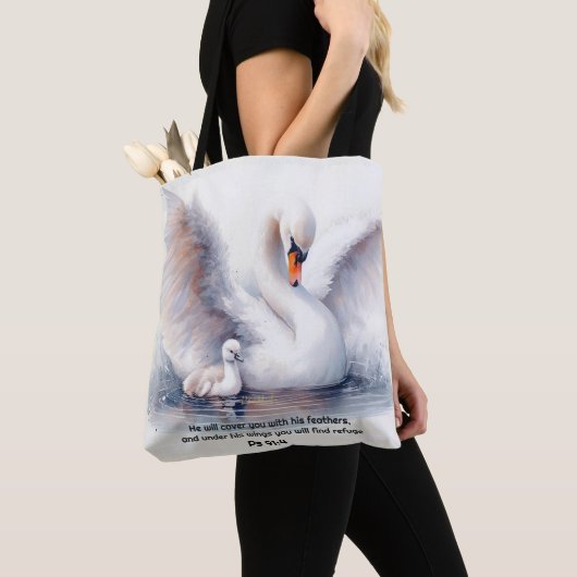 Psalm 91:4 Wings Gods beschermings Bijbelscriptie Tote Bag (Dichtbij)
