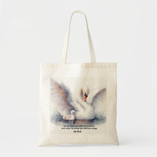 Psalm 91:4 Wings Gods beschermings Bijbelscriptie Tote Bag (Voorkant)