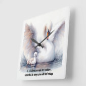 Psalm 91:4 Wings Gods beschermings Bijbelscriptie Vierkante Klok (Hoek)