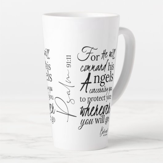 Psalm 91 Angel Protection Christelijke scripts Latte Mok (Rechterhoek)