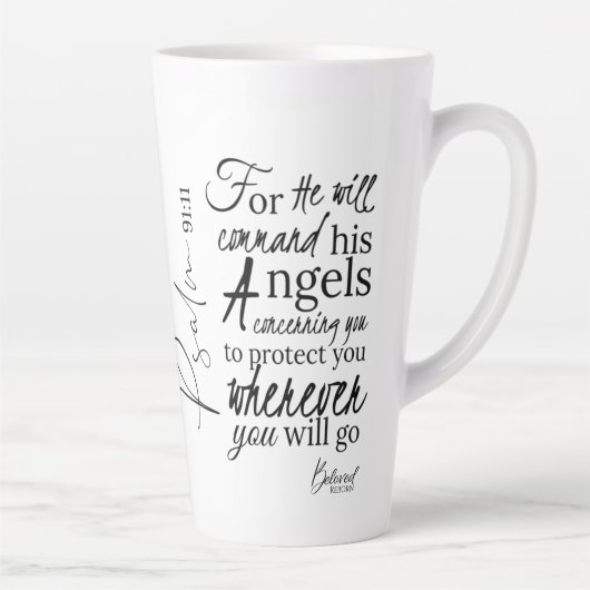 Psalm 91 Angel Protection Christelijke scripts Latte Mok (Rechts)