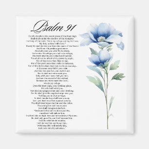 Psalm 91 Aquarel Blauwe Bloem Bijbel Schriftuur Magneet