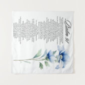 Psalm 91 Aquarel Blauwe Bloem Bijbel Schriftuur Wandkleed (Voorkant (horizontaal))