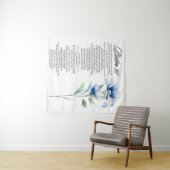 Psalm 91 Aquarel Blauwe Bloem Bijbel Schriftuur Wandkleed (In Situ (horizontaal))