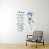 Psalm 91 Aquarel Blauwe Bloem Bijbel Schriftuur Wandkleed (In situ)