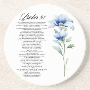 Psalm 91 Aquarel Blauwe Bloem Bijbel Schriftuur Zandsteen Onderzetter