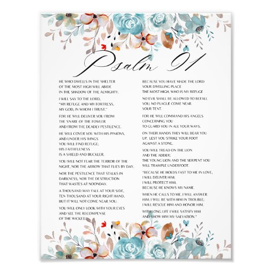 Psalm 91 Bijbel Schrift Bloemen Foto Afdruk (Voorkant)