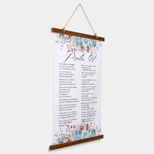 Psalm 91 Bijbel Schrift Bloemen Hangend Wandkleed (Gebogen)