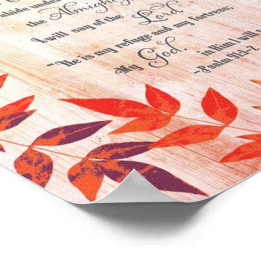 Psalm 91 Bijbel - Verse-scripts - najaar bladeren Poster (Hoek)