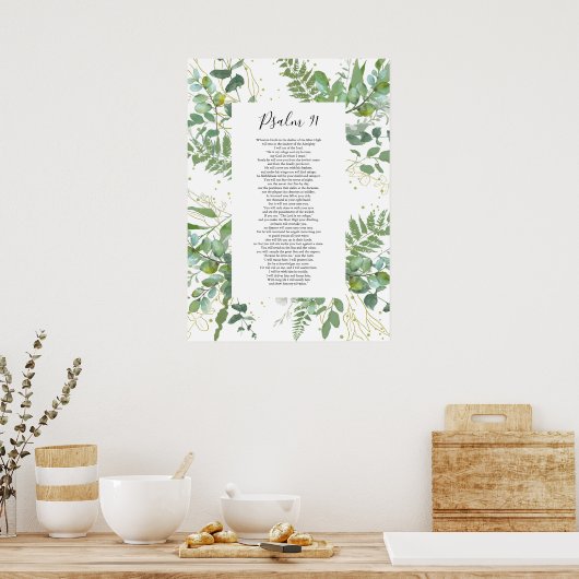 Psalm 91 Bijbelcitaatscripts Eucalyptus Poster (Keuken)