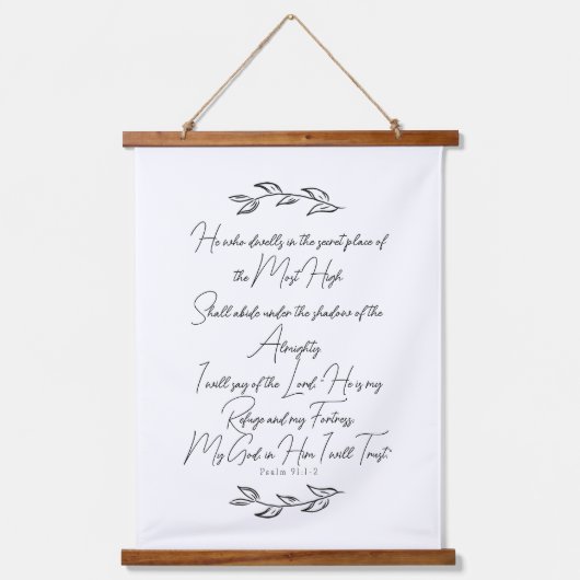 Psalm 91 Bijbelkunst met Christelijke botanische b Hangend Wandkleed (Voorkant)