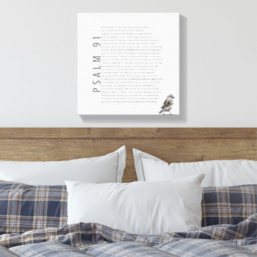Psalm 91 Bijbelschrift Christelijke vogeltekening Canvas Afdruk (Insitu (Slaapkamer))