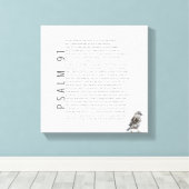 Psalm 91 Bijbelschrift Christelijke vogeltekening Canvas Afdruk (Insitu (Houten vloer))