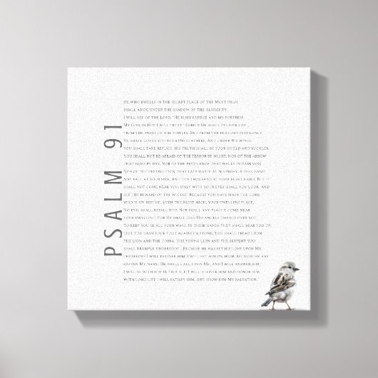 Psalm 91 Bijbelschrift Christelijke vogeltekening Canvas Afdruk (Voorkant)