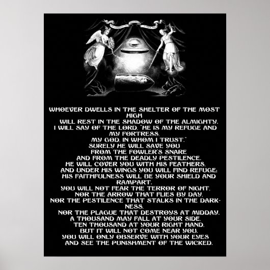 psalm 91 Bijbelse quote engelen Religieuze kunst Poster (Voorkant)