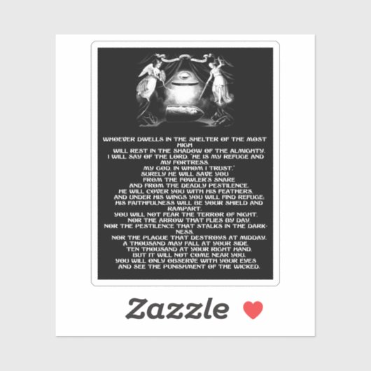 psalm 91 Bijbelse quote engelen Religieuze kunst Sticker (Vel)