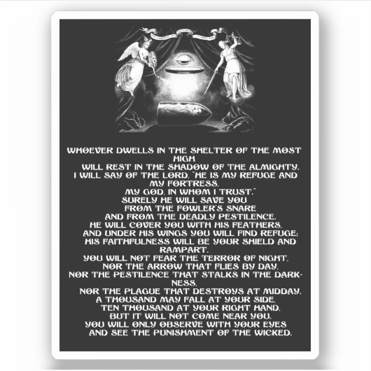 psalm 91 Bijbelse quote engelen Religieuze kunst Sticker (Voorkant)