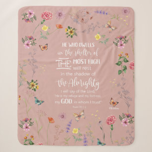 Psalm 91 Bijbelvers Wilde Bloemen Sherpa Deken