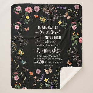 Psalm 91 Bijbelvers Wilde Bloemen Sherpa Deken