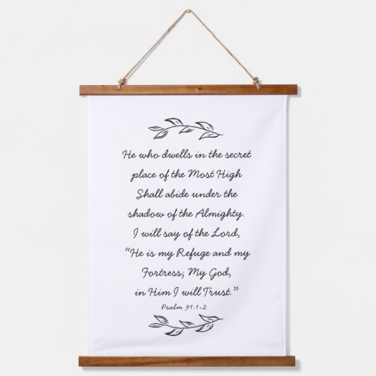 Psalm 91 Bijbelverzen Botanische bladeren Christel Hangend Wandkleed (Voorkant)