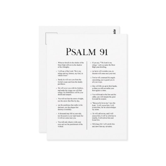 Psalm 91 briefkaart (Voorkant / Achterkant in situ)