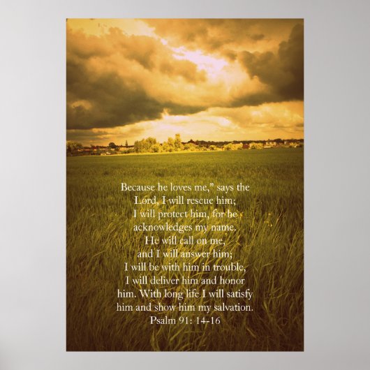 Psalm 91, Christelijk poster met dramatische velde (Voorkant)