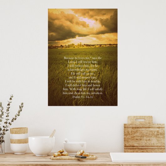 Psalm 91, Christelijk poster met dramatische velde (Keuken)