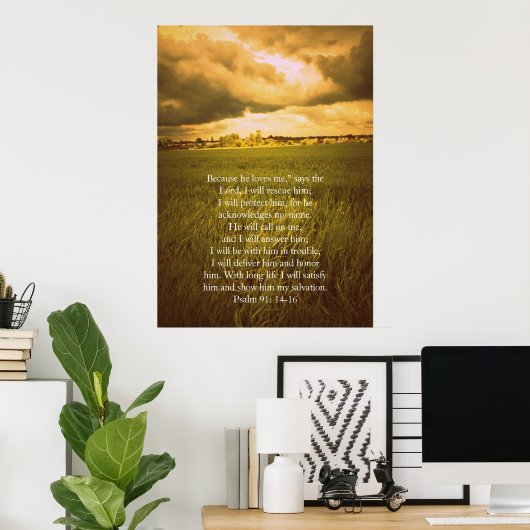 Psalm 91, Christelijk poster met dramatische velde (Thuiskantoor)