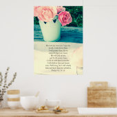 Psalm 91, Christelijk poster met roze rozen (Keuken)
