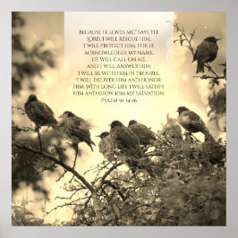 Psalm 91, Christelijk poster met vogels op de boom