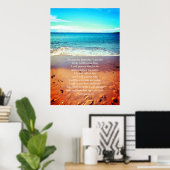 Psalm 91, Christelijk poster met zeegolven en zand (Thuiskantoor)