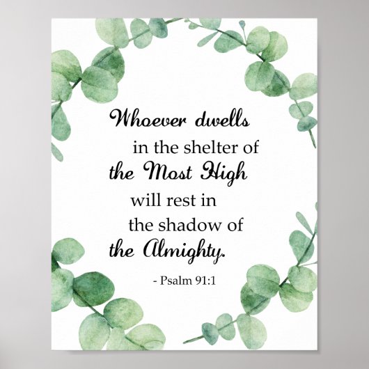 Psalm 91 Christelijke Bijbel Verse Eucalyptus Wrea Poster (Voorkant)