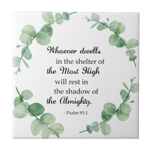 Psalm 91 Christelijke eucalyptusbaatbaars Tegeltje (Voorkant)
