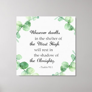 Psalm 91 Christelijke Faith Eucalyptus Wreath Bijb Canvas Afdruk