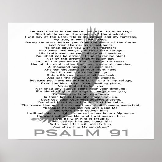Psalm 91 Christelijke witte en zwarte adelaar Poster (Voorkant)