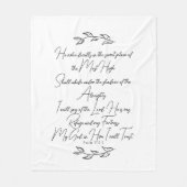 Psalm 91 Christelijke zwarte en witte botanische b Fleece Deken (Voorkant)