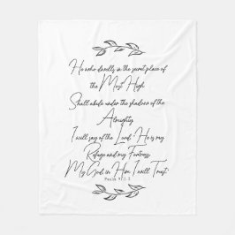 Psalm 91 Christelijke zwarte en witte botanische b Fleece Deken