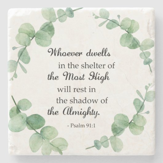 psalm 91 eucalyptus met Christelijk geloof Stenen Onderzetter (Voorkant)