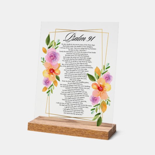 Psalm 91 Floral Geometrisch Lijst Acryl Bord (Hoek)